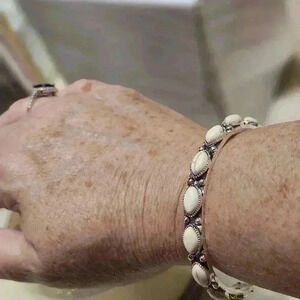 White adjustable turquoise bangle bracelet alloy steel